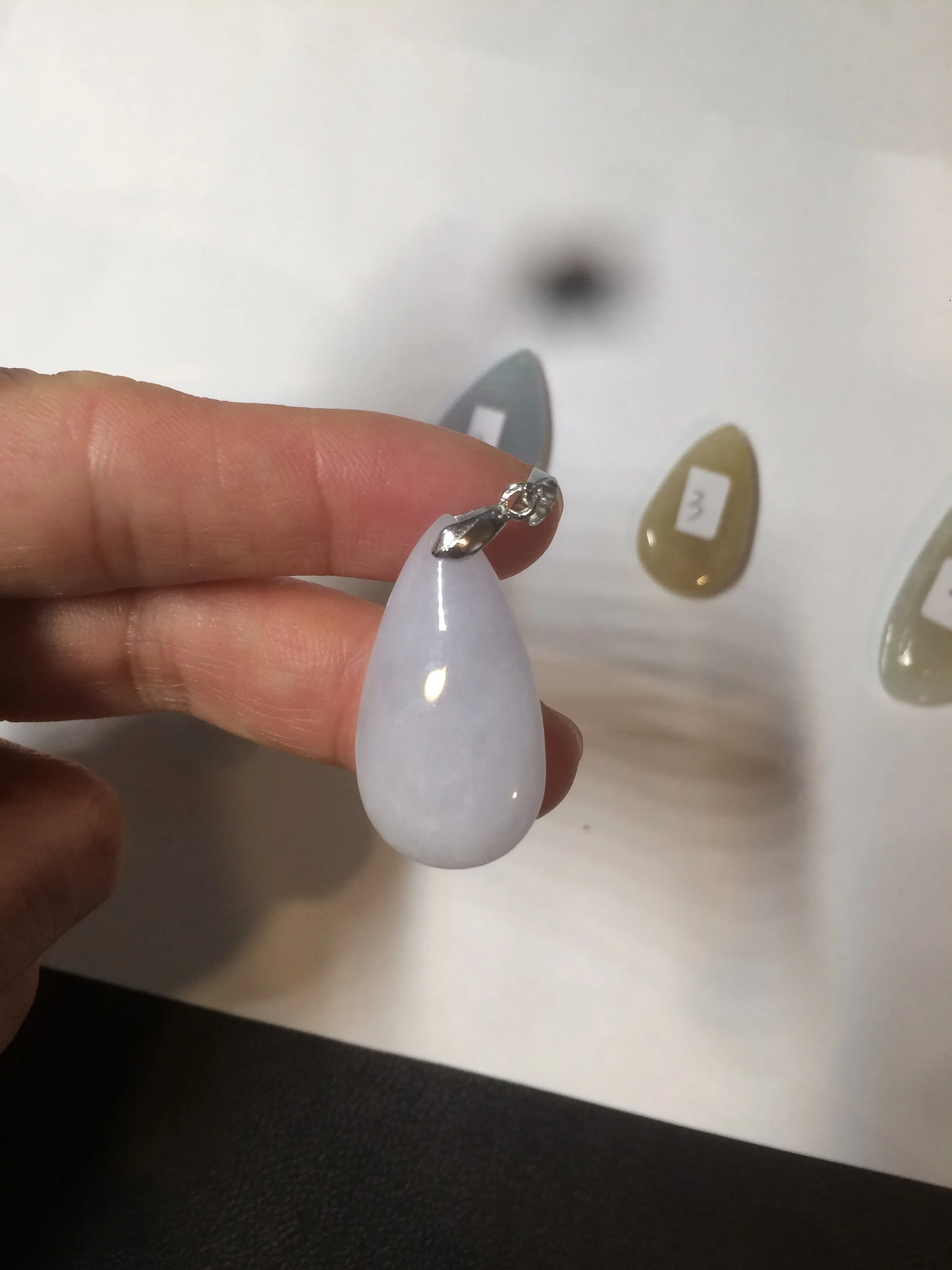 100% natural icy watery green purple white yellow type A jadeite jade water drop/blessed melon/bamboo pendant necklace group BG45