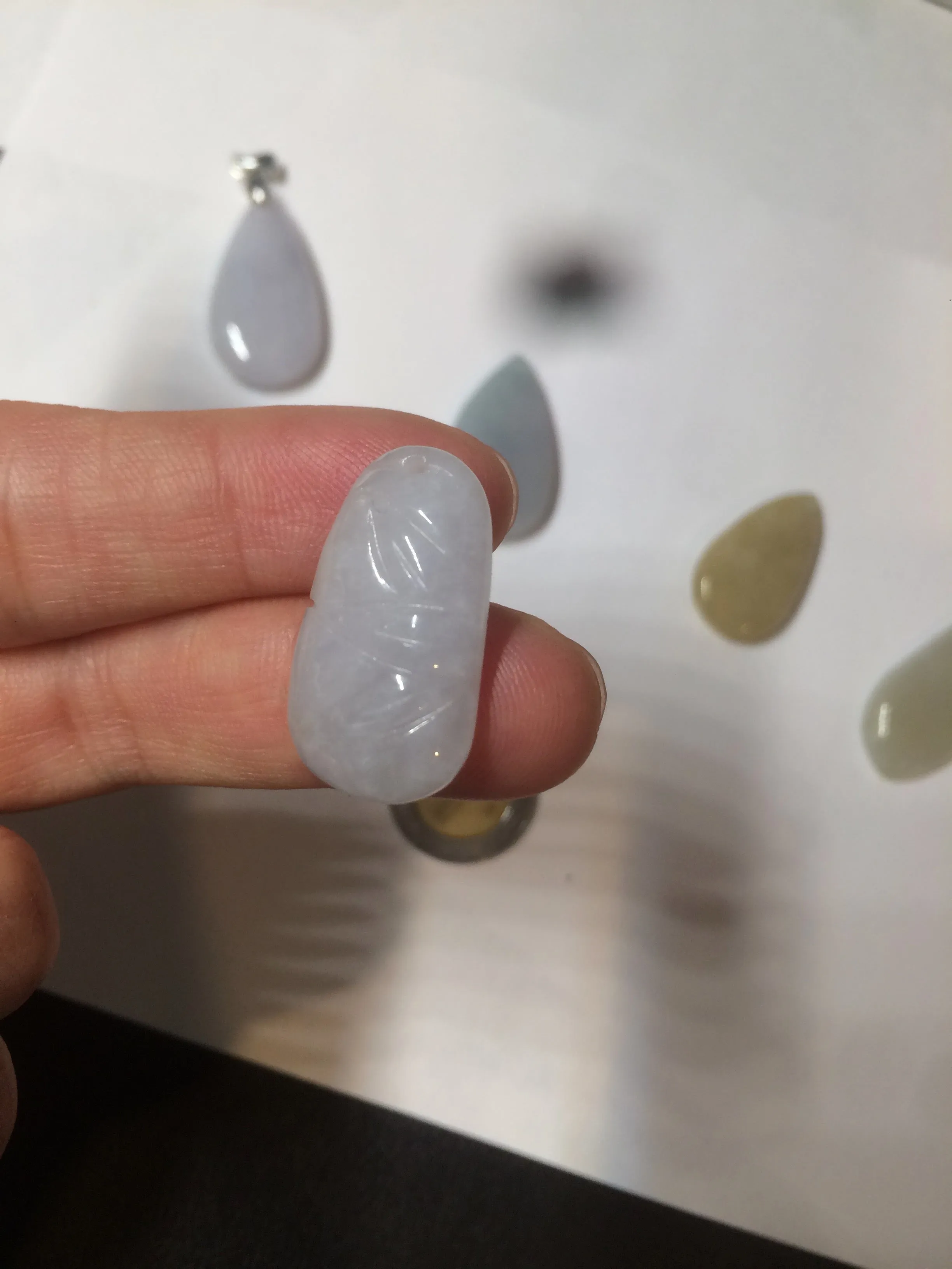 100% natural icy watery green purple white yellow type A jadeite jade water drop/blessed melon/bamboo pendant necklace group BG45