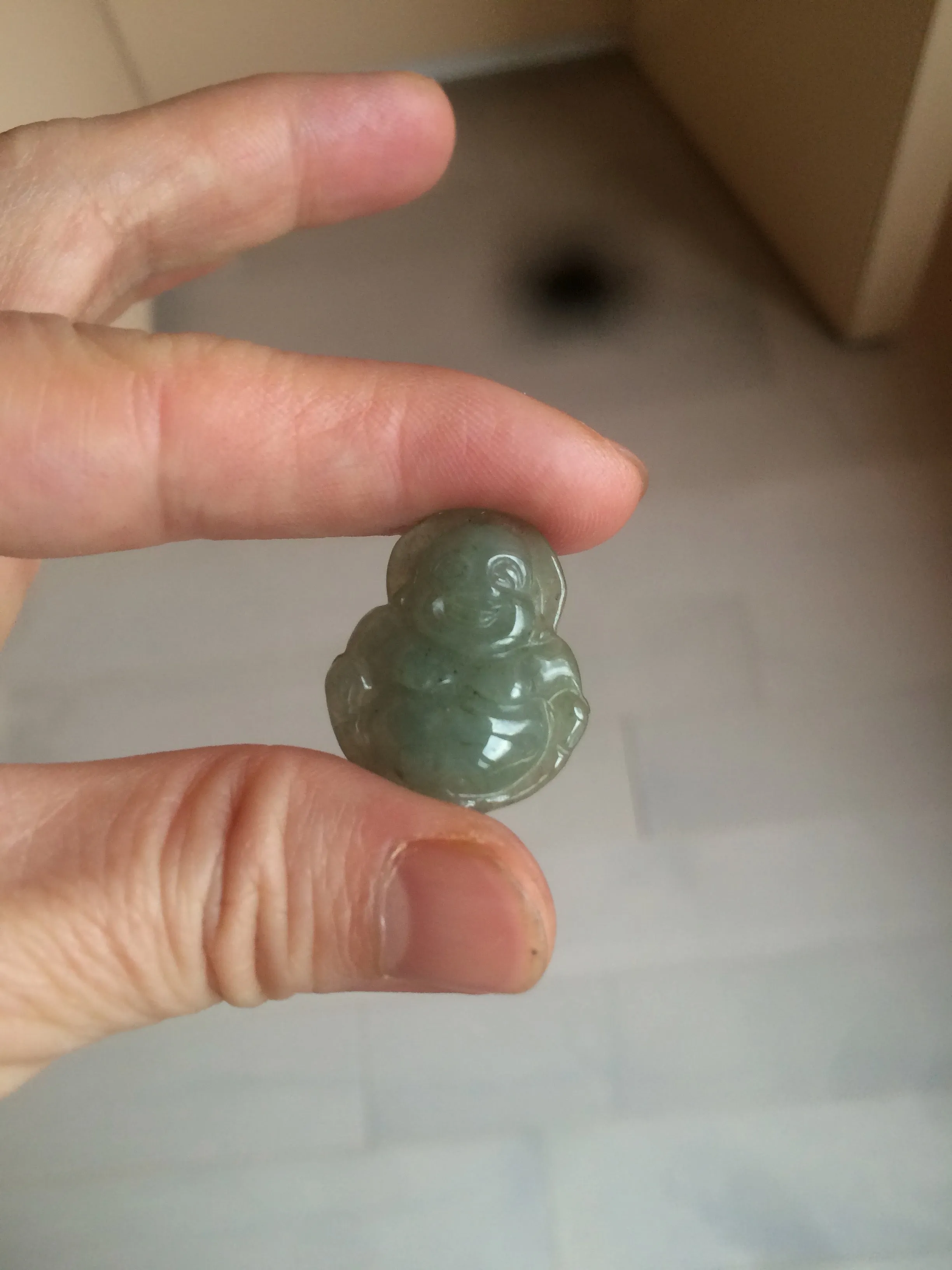 100% Natural type A dark green/gray happy buddha jadeite Jade pendant necklace group BG8