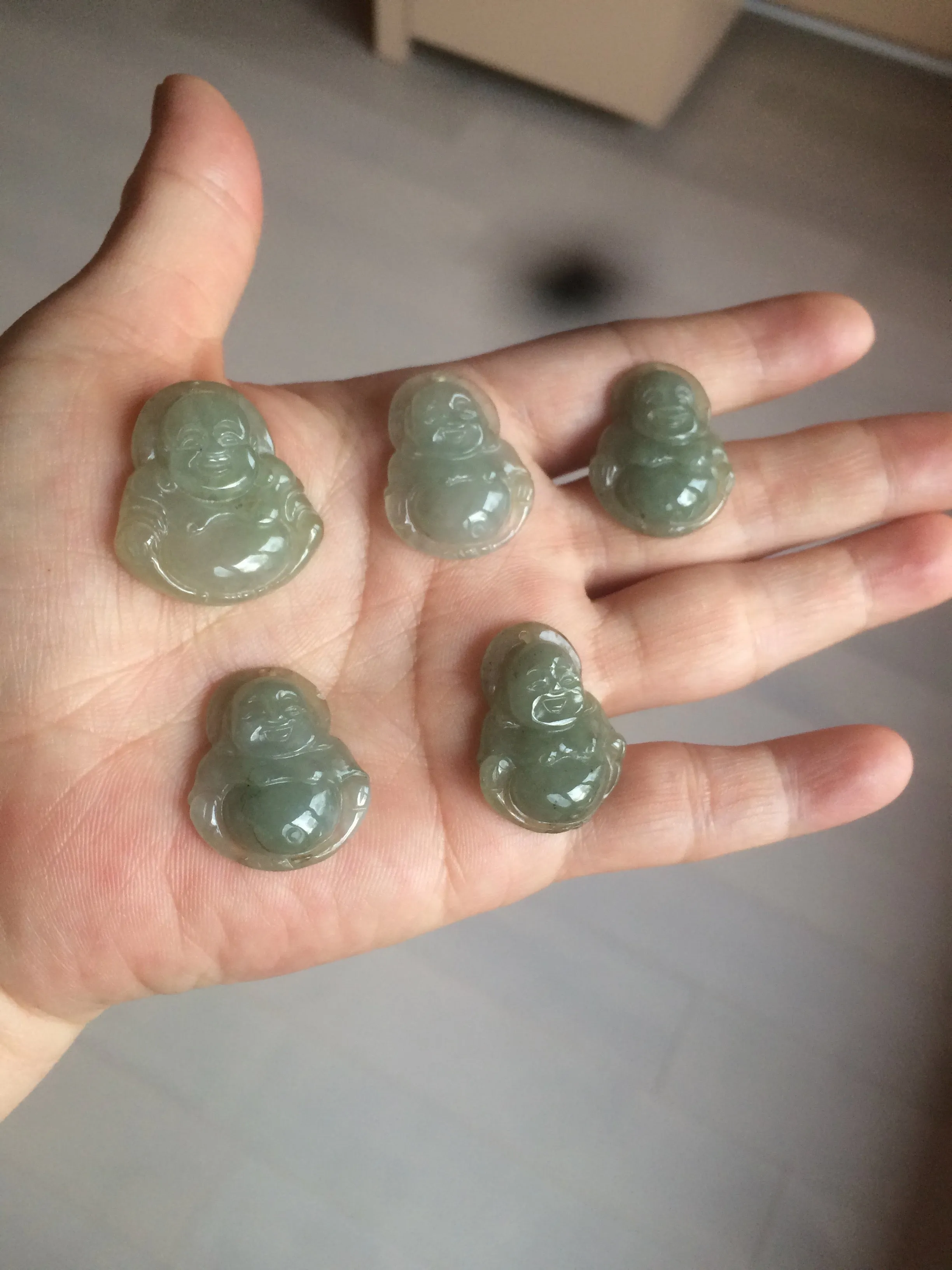 100% Natural type A dark green/gray happy buddha jadeite Jade pendant necklace group BG8