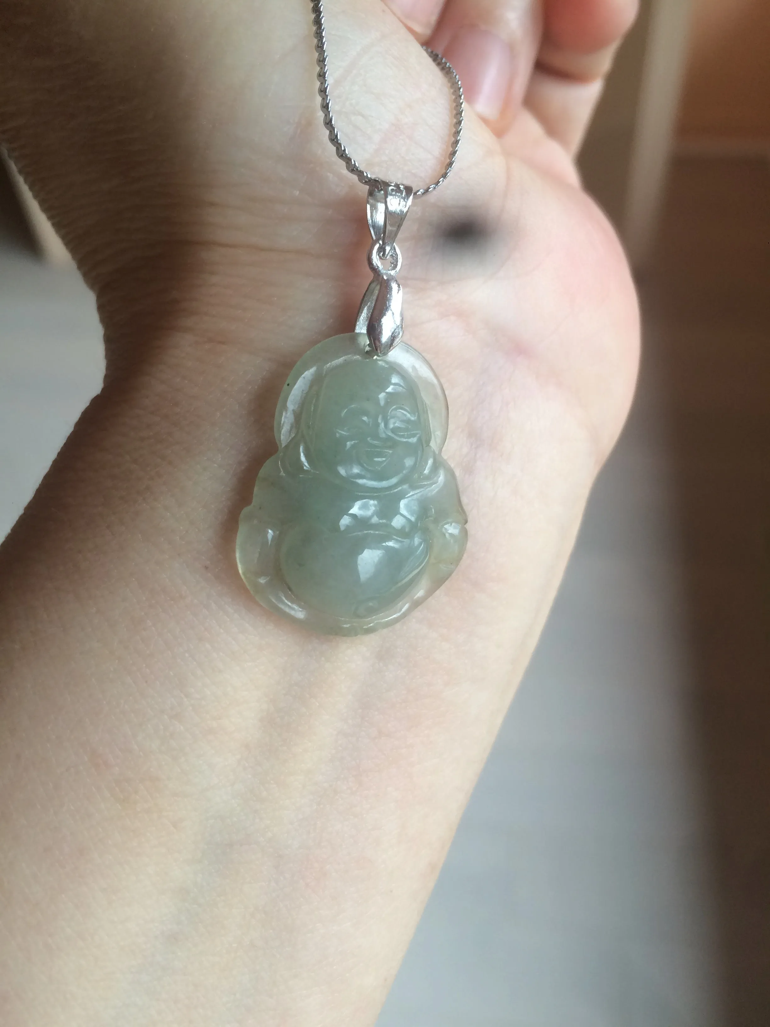 100% Natural type A dark green/gray happy buddha jadeite Jade pendant necklace group BG8