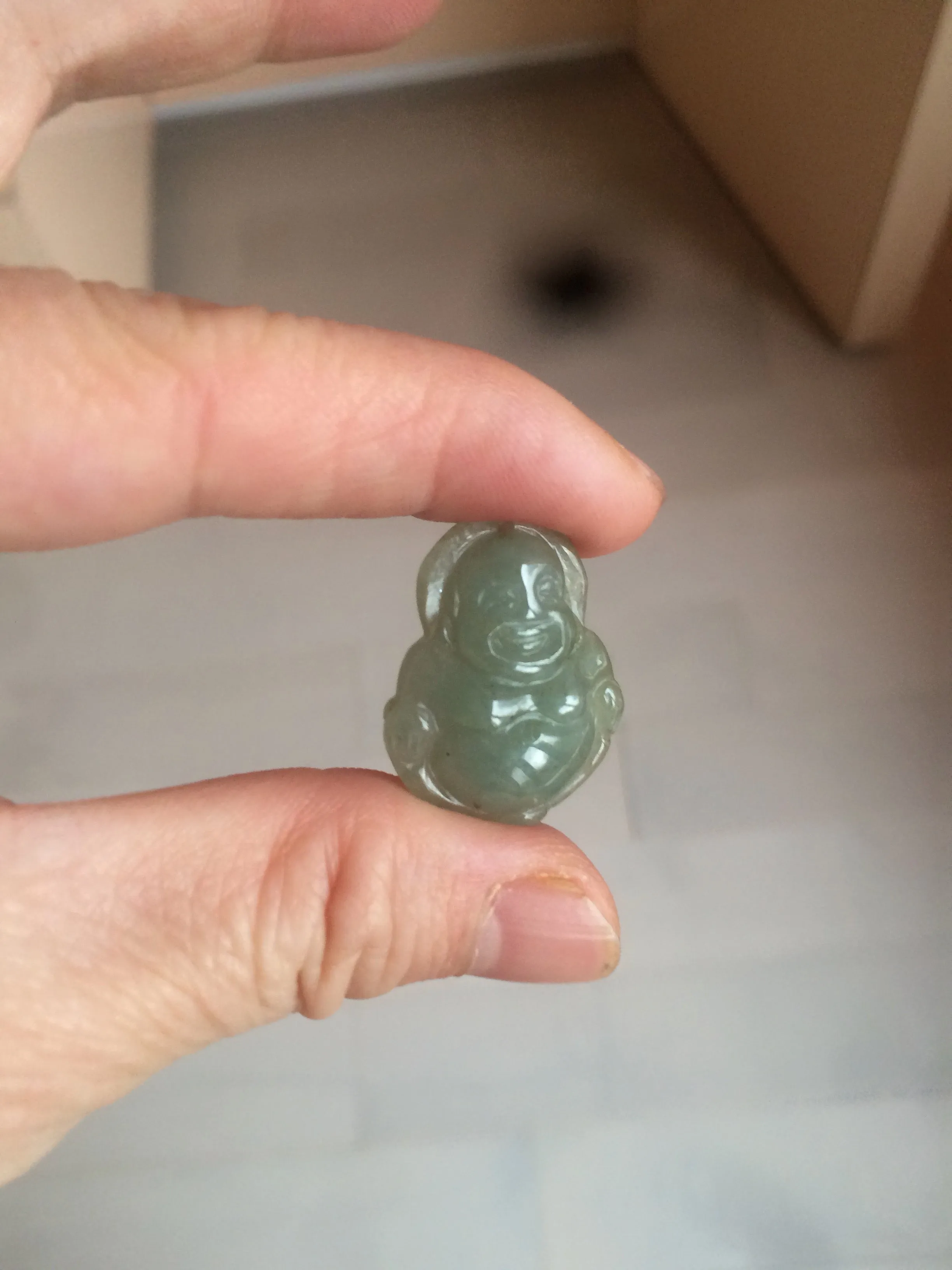 100% Natural type A dark green/gray happy buddha jadeite Jade pendant necklace group BG8