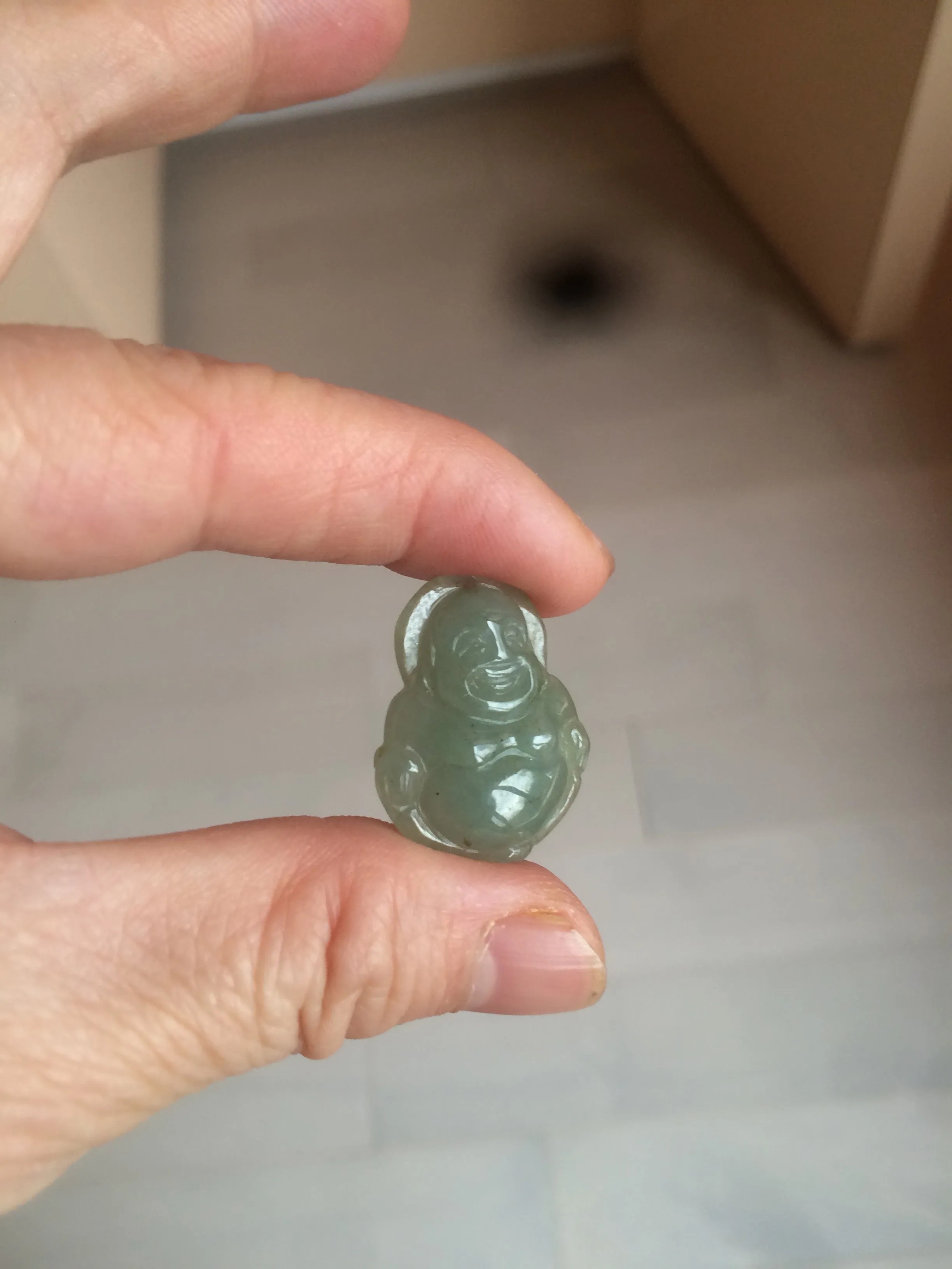 100% Natural type A dark green/gray happy buddha jadeite Jade pendant necklace group BG8