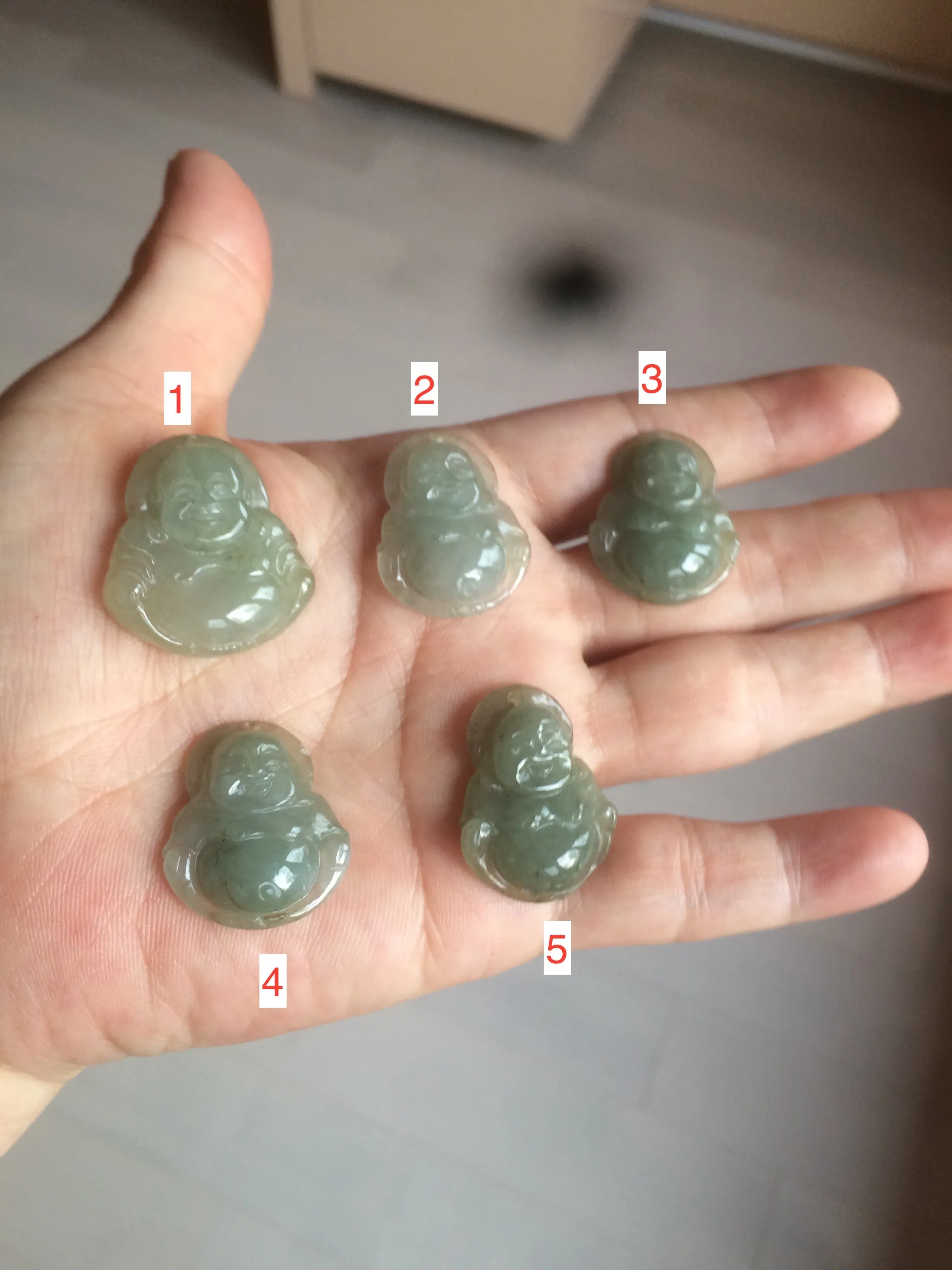 100% Natural type A dark green/gray happy buddha jadeite Jade pendant necklace group BG8