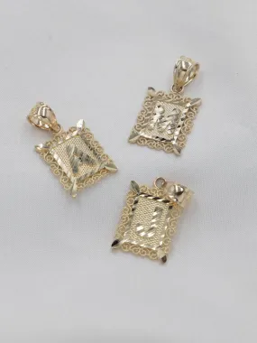 10K Gold Initial Frame Pendant