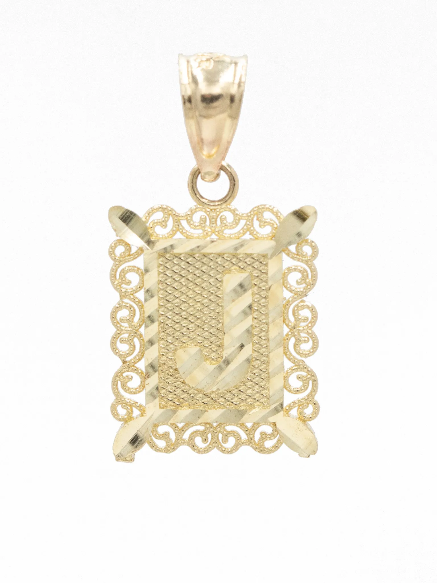 10K Gold Initial Frame Pendant