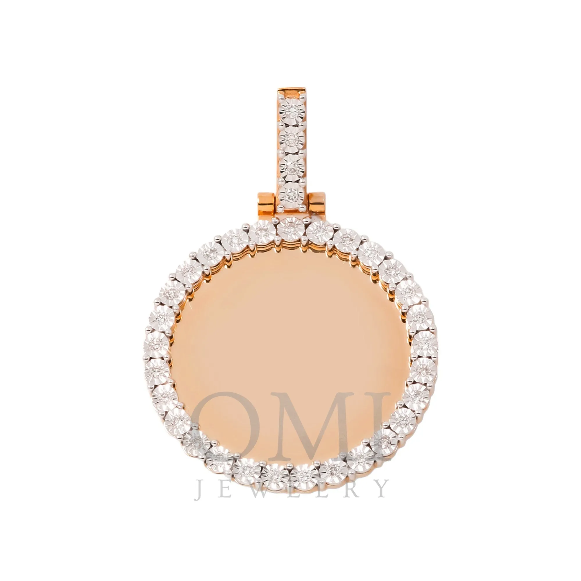 10K GOLD ROUND DIAMOND CUT CIRCLE PICTURE PENDANT 0.56 CT