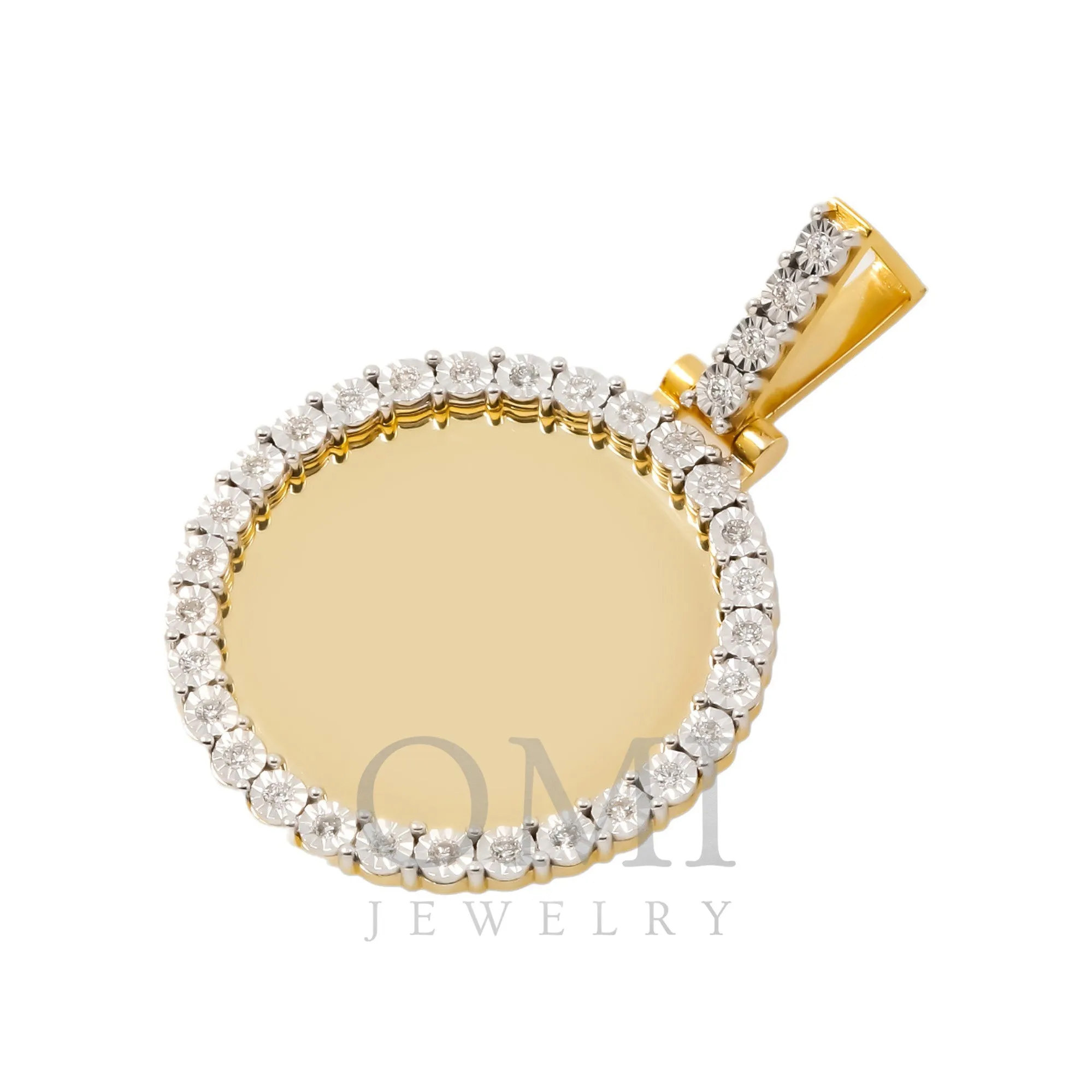 10K GOLD ROUND DIAMOND CUT CIRCLE PICTURE PENDANT 0.56 CT