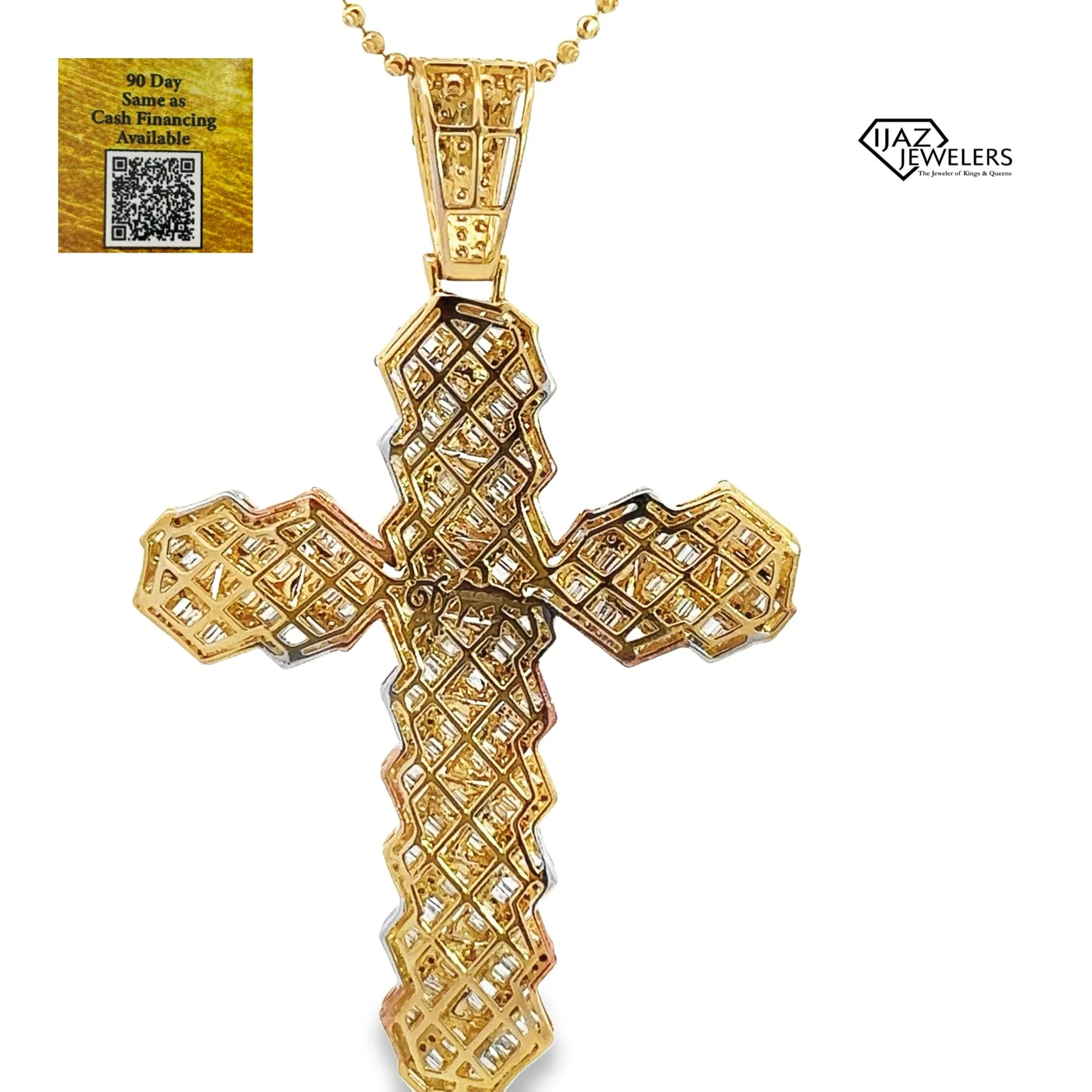 10K Gold Three Tone 5.95 CTW Diamond Cuban Cross