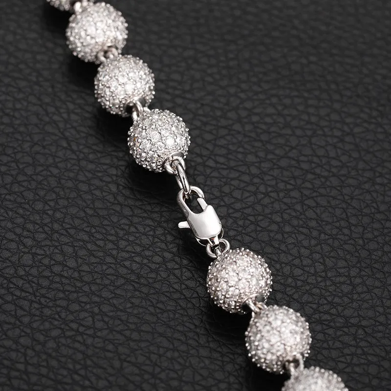 10mm S925 Sterling Silver Fully Iced Bead Chain