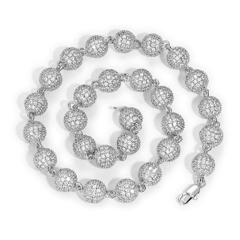 10mm S925 Sterling Silver Fully Iced Bead Chain