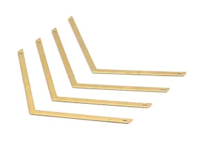 12 Raw Brass Chevrons , 2 Holes (80x3x0.80mm) A0864--N638