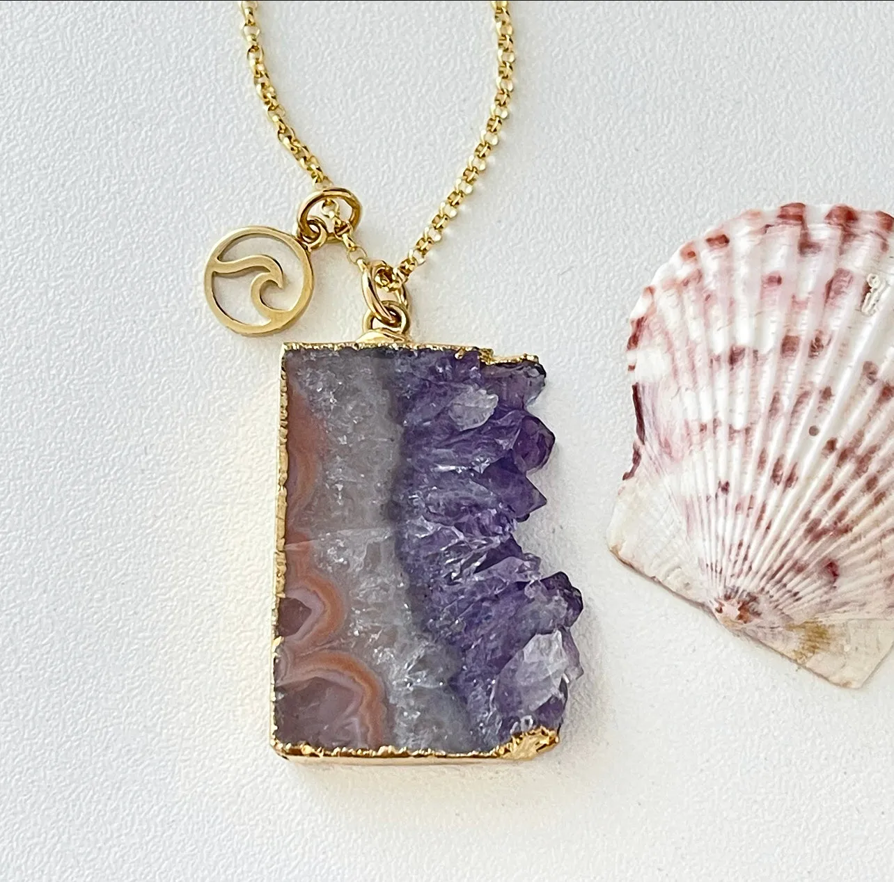 1371 - Amethyst Stalactite Charm Necklace