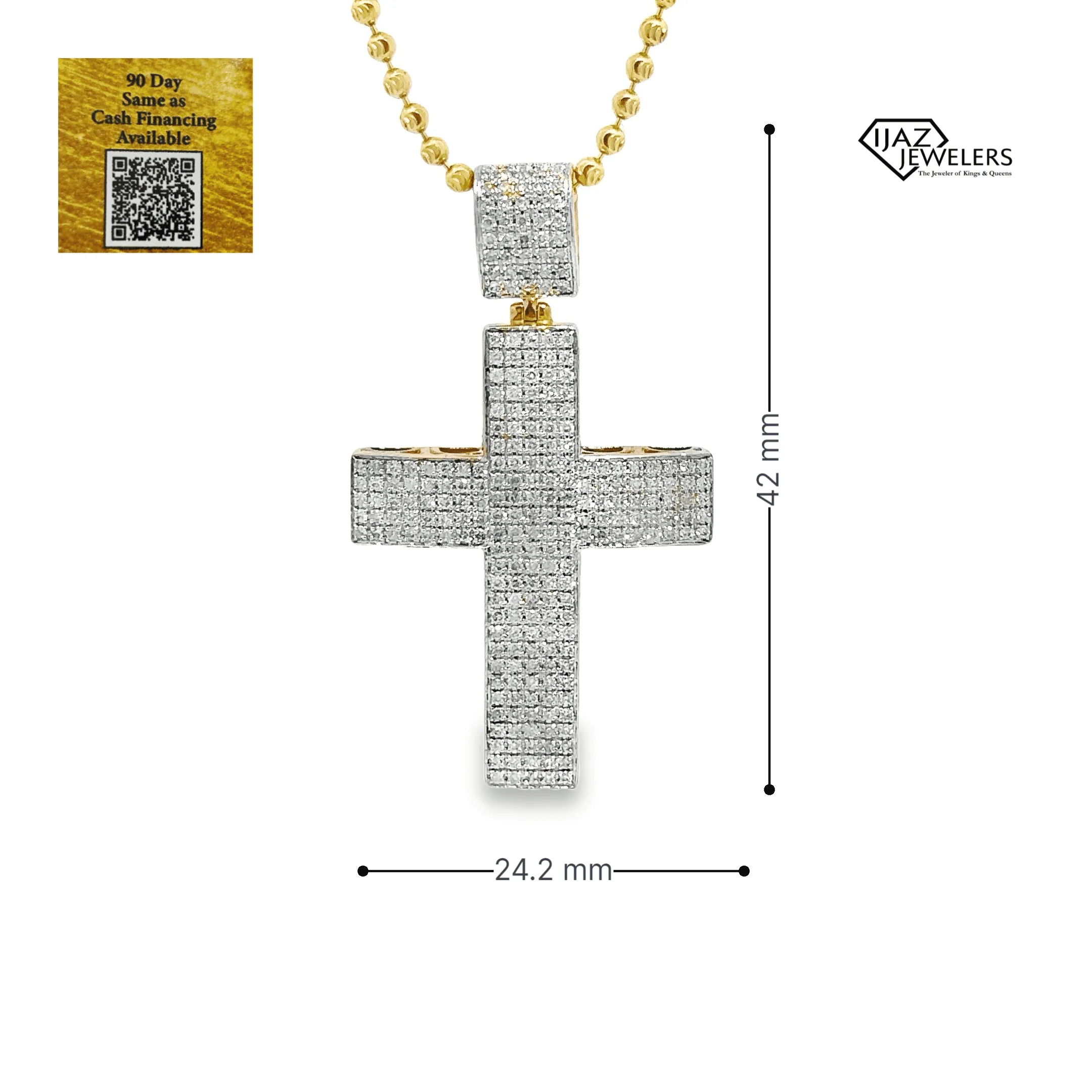 14K Gold 1.00 CTW Diamond Cross Charm