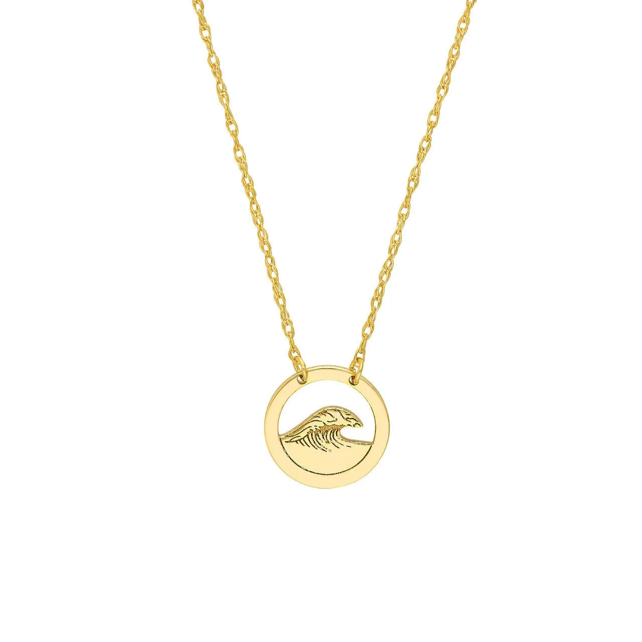 14K Gold Open Wave Pendant