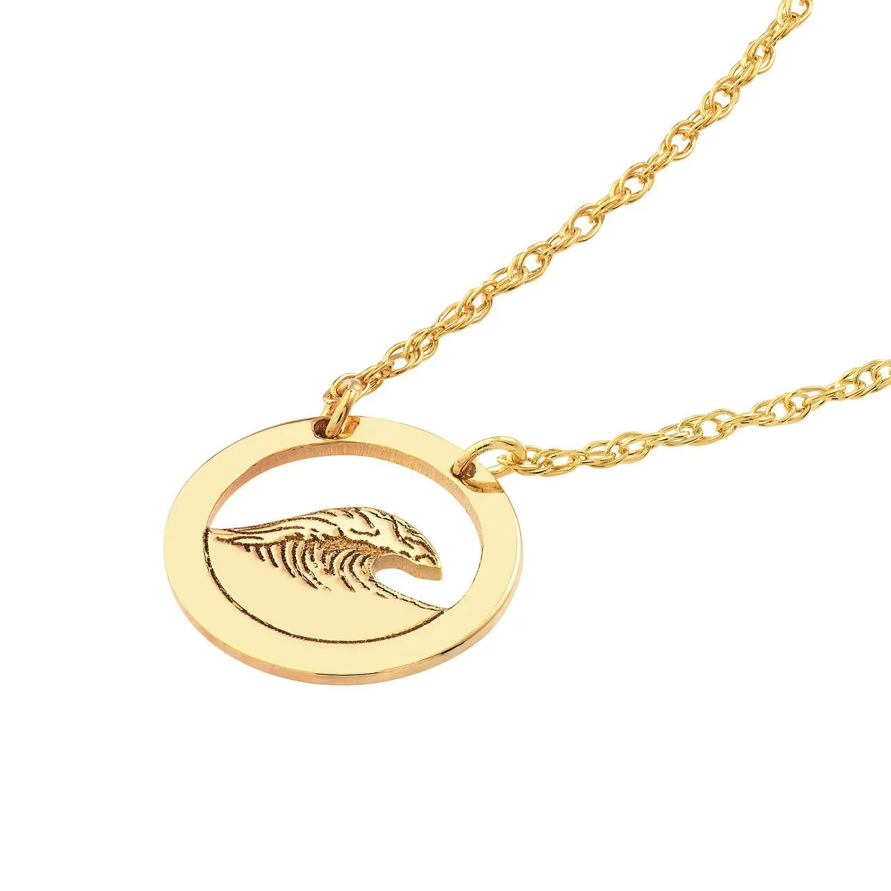 14K Gold Open Wave Pendant