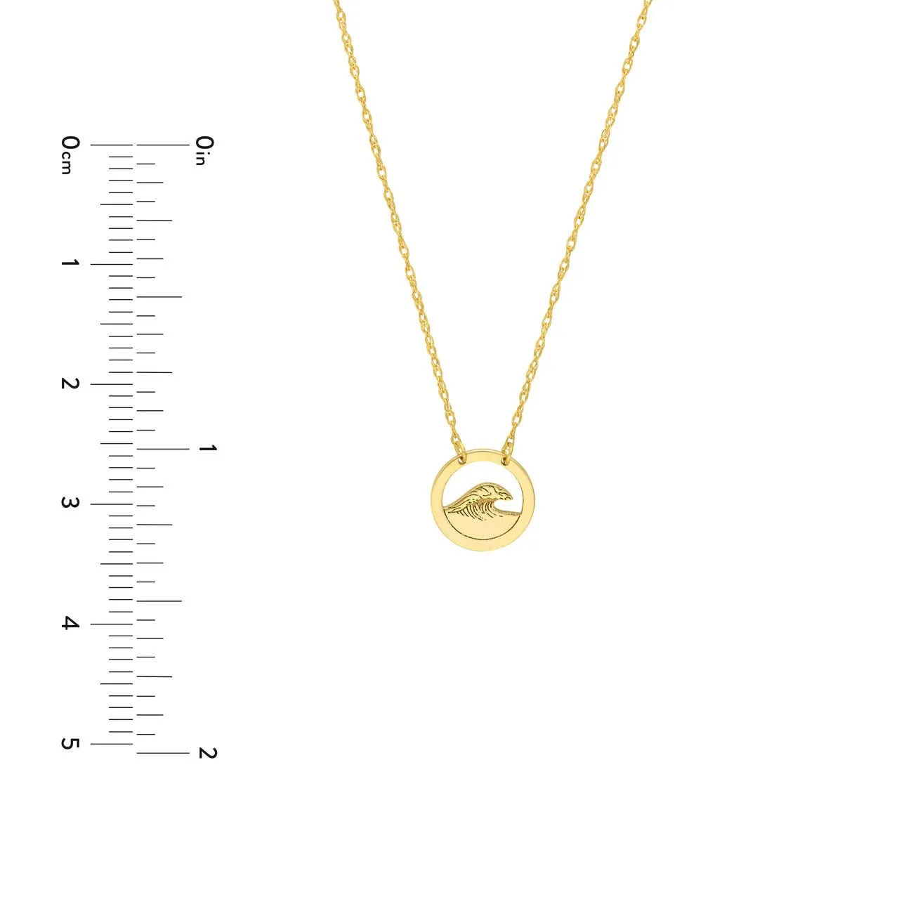 14K Gold Open Wave Pendant