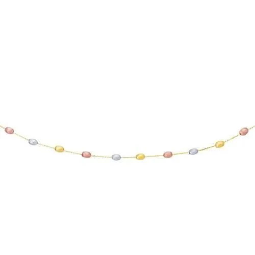 14k Tri-Color Gold Necklace with Fancy Textured Pebble Stations, size 17''