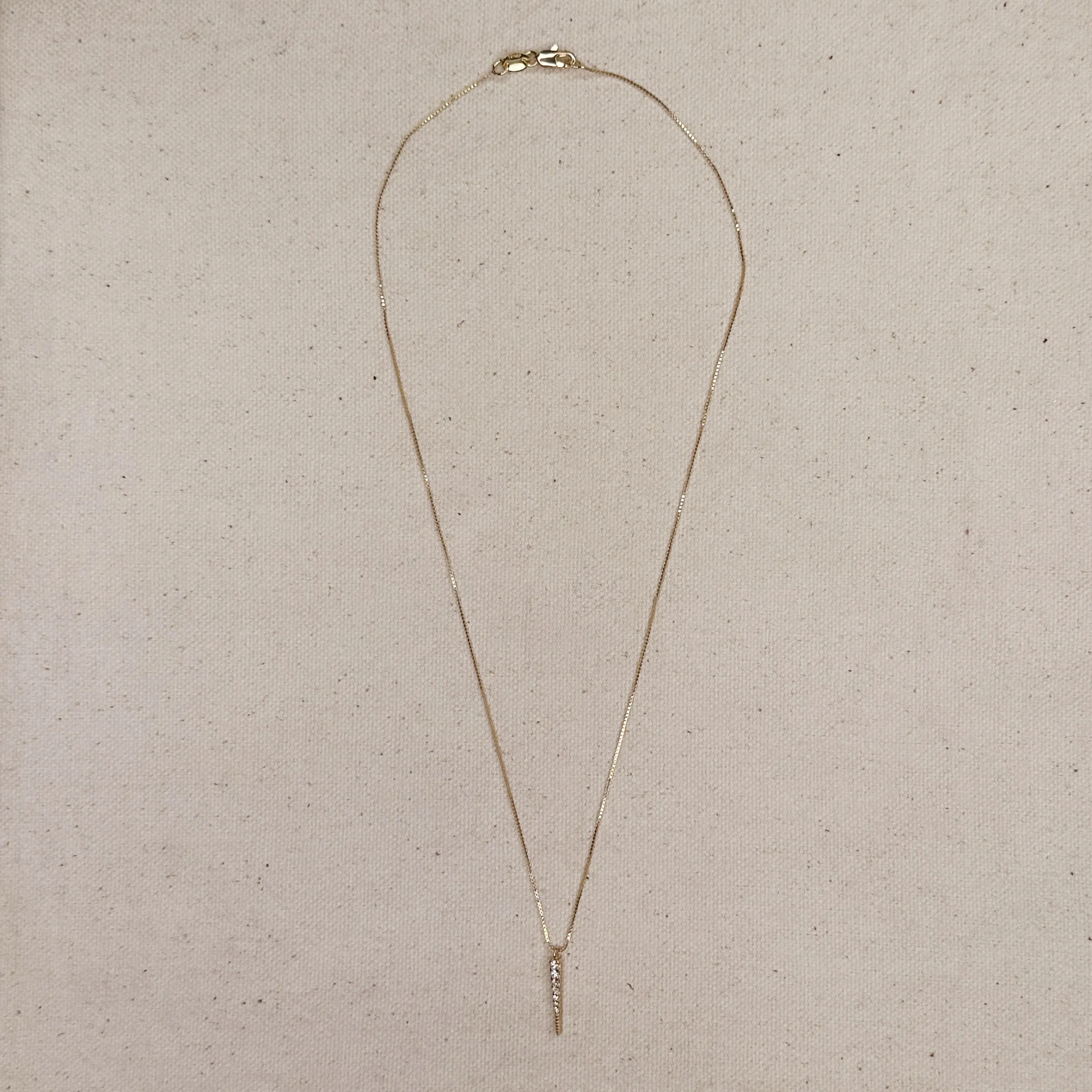 18k Gold Filled CZ Spear Necklace