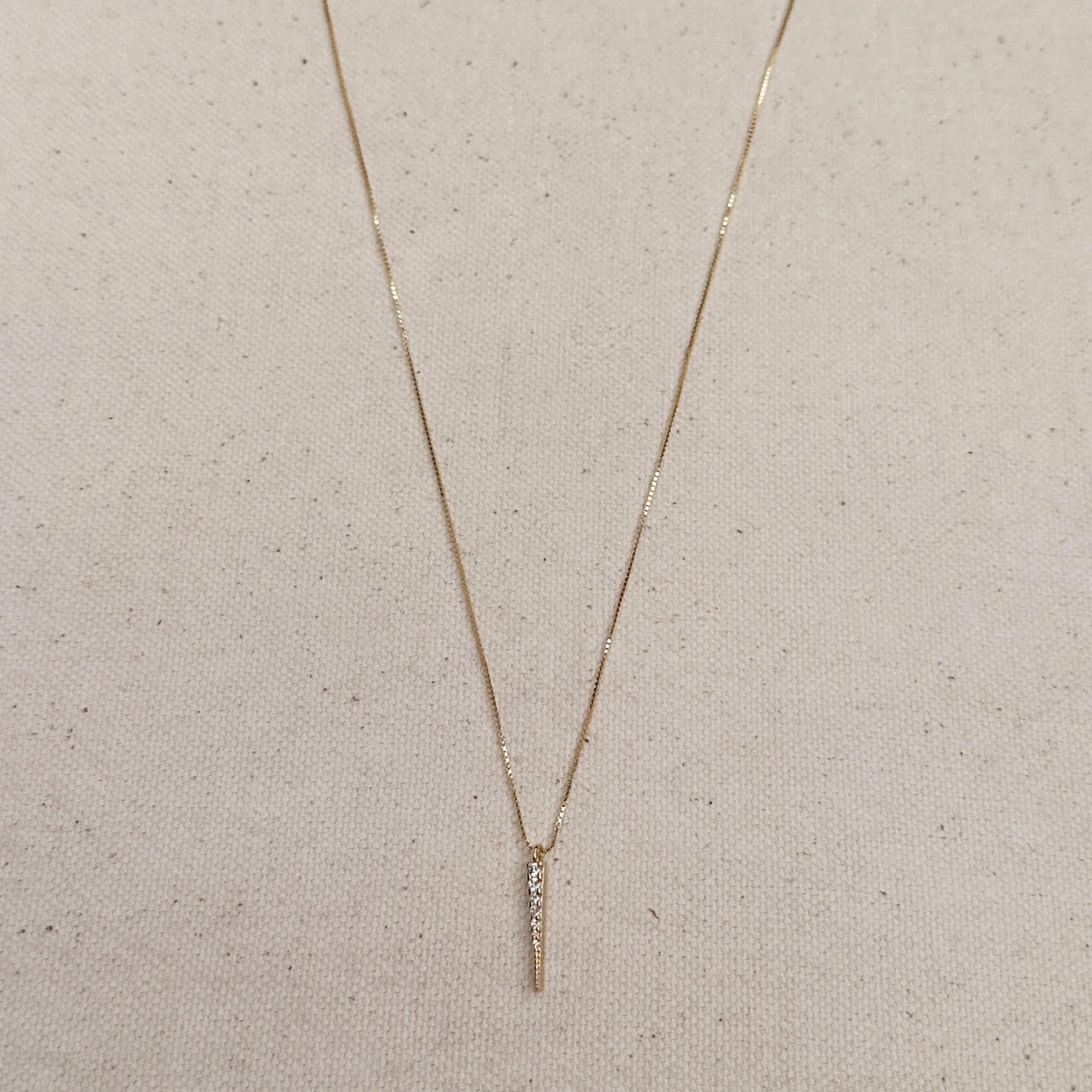 18k Gold Filled CZ Spear Necklace