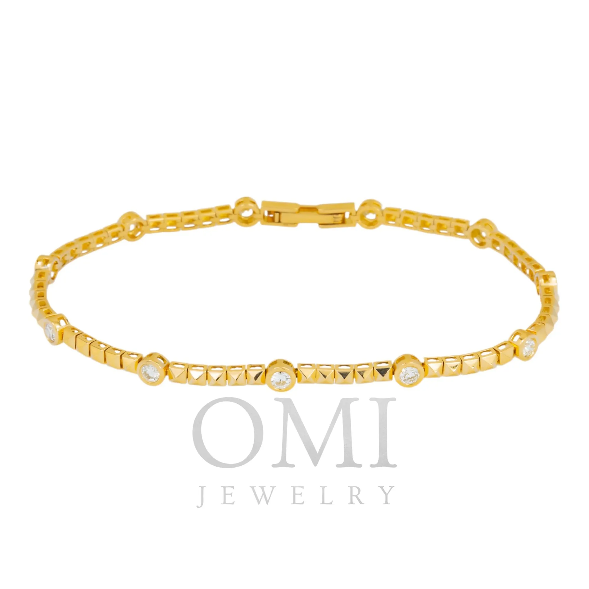 18K GOLD ROUND DIAMOND THIN BRACELET 0.90 CT