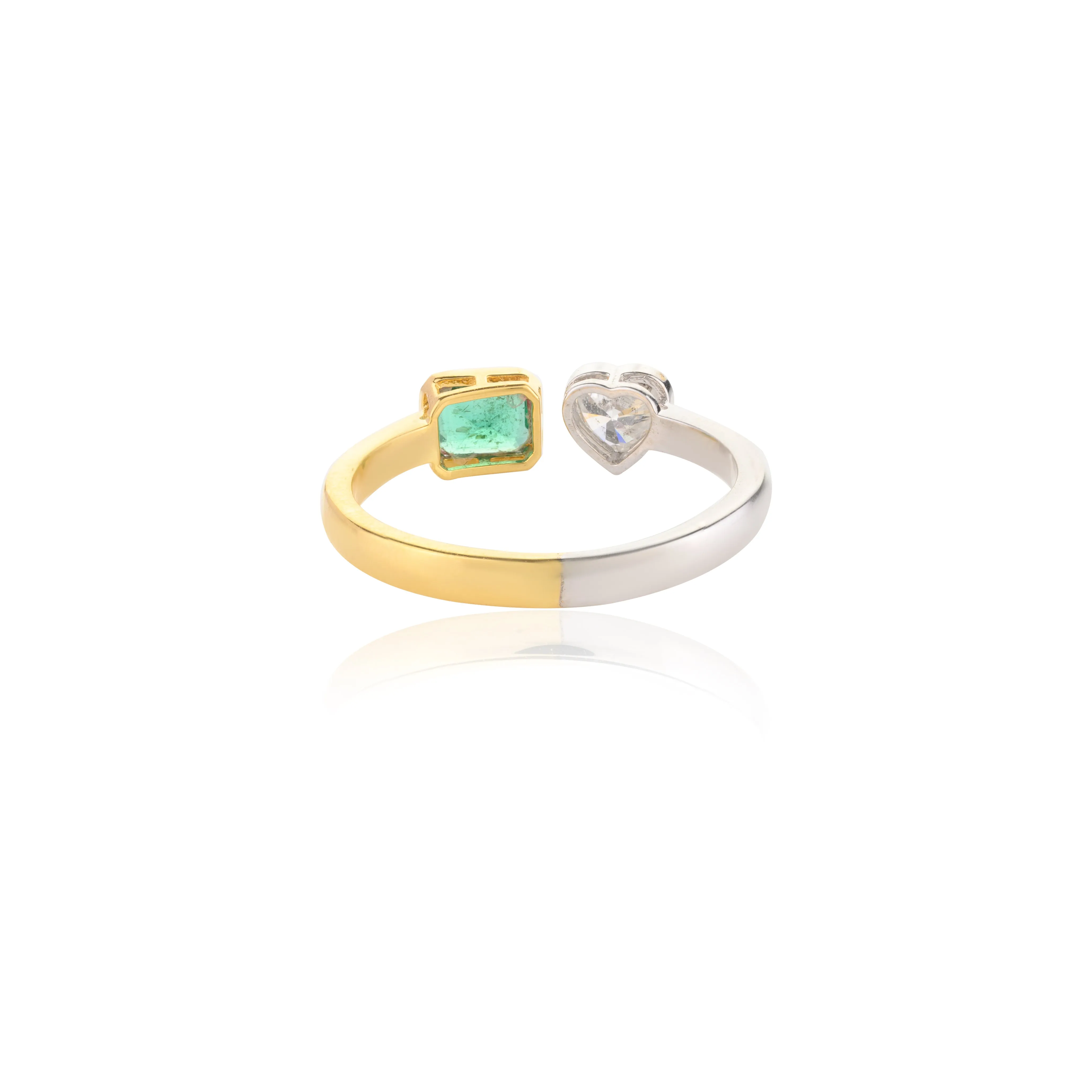 18K Gold Two Toned Emerald & Diamond Ring