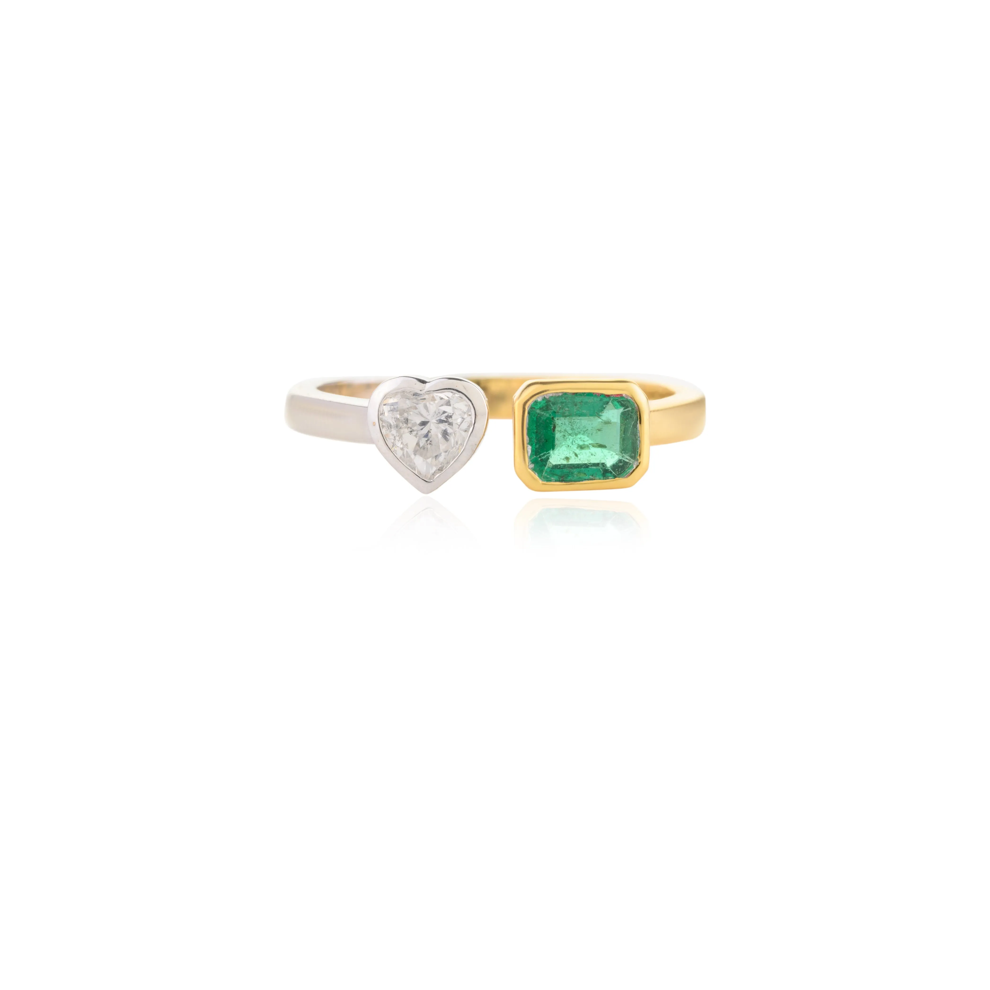 18K Gold Two Toned Emerald & Diamond Ring