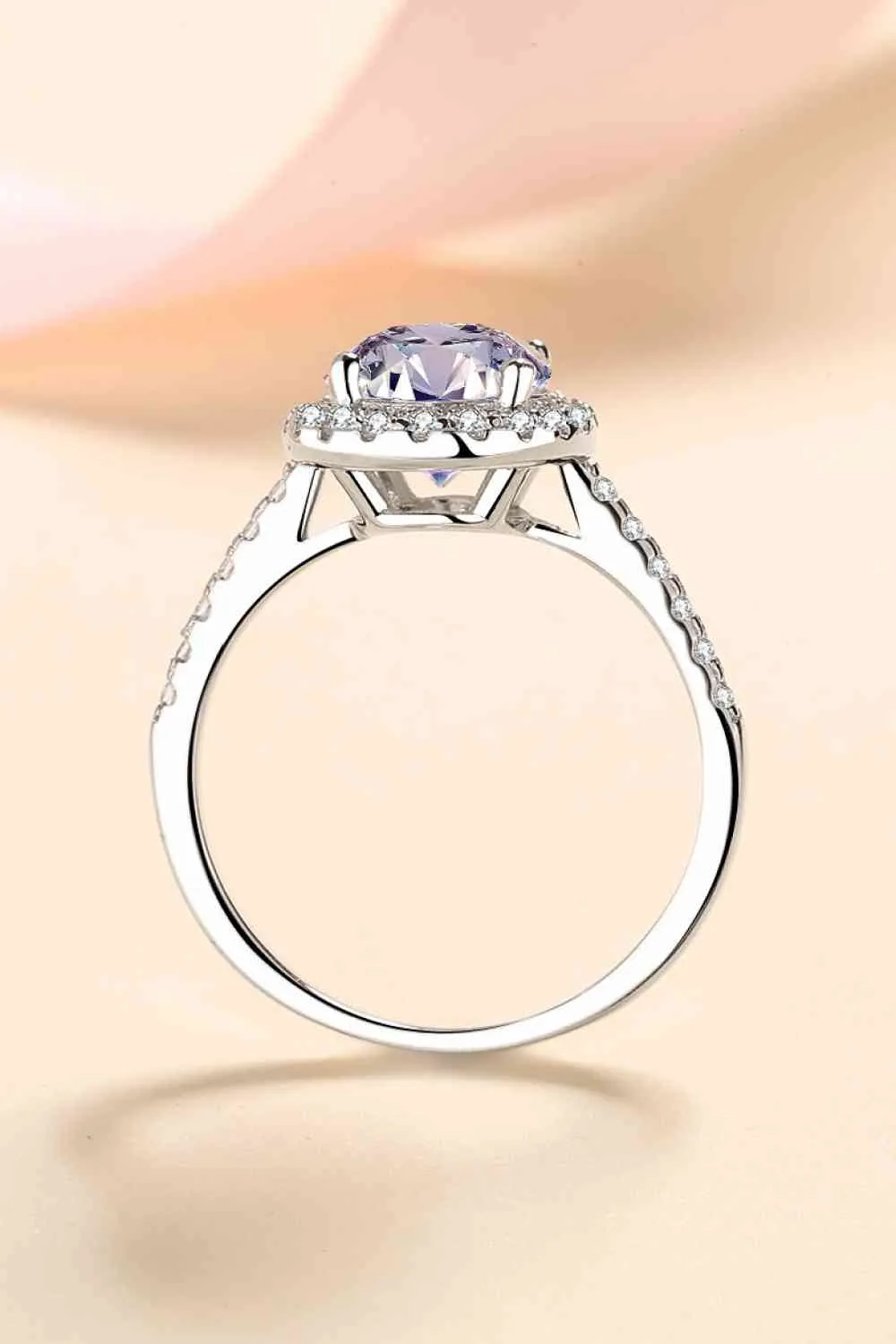 2 Carat Moissanite 925 Sterling Silver Halo Ring