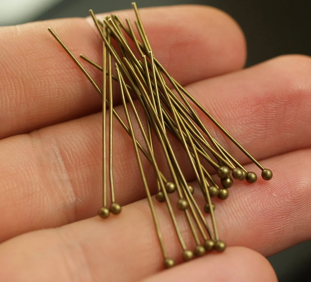 300 Pcs 35 mm Antique Brass Ball Head Pin, Findings - BP-02 BRC225