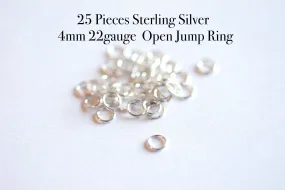 4mm 22 Gauge Open Jump Rings, Choose Sterling Silver, 14k Gold Filled, 14k Rose Gold Filled 4mm Open Jump ring, 4mm 22ga, Jewelry Findings