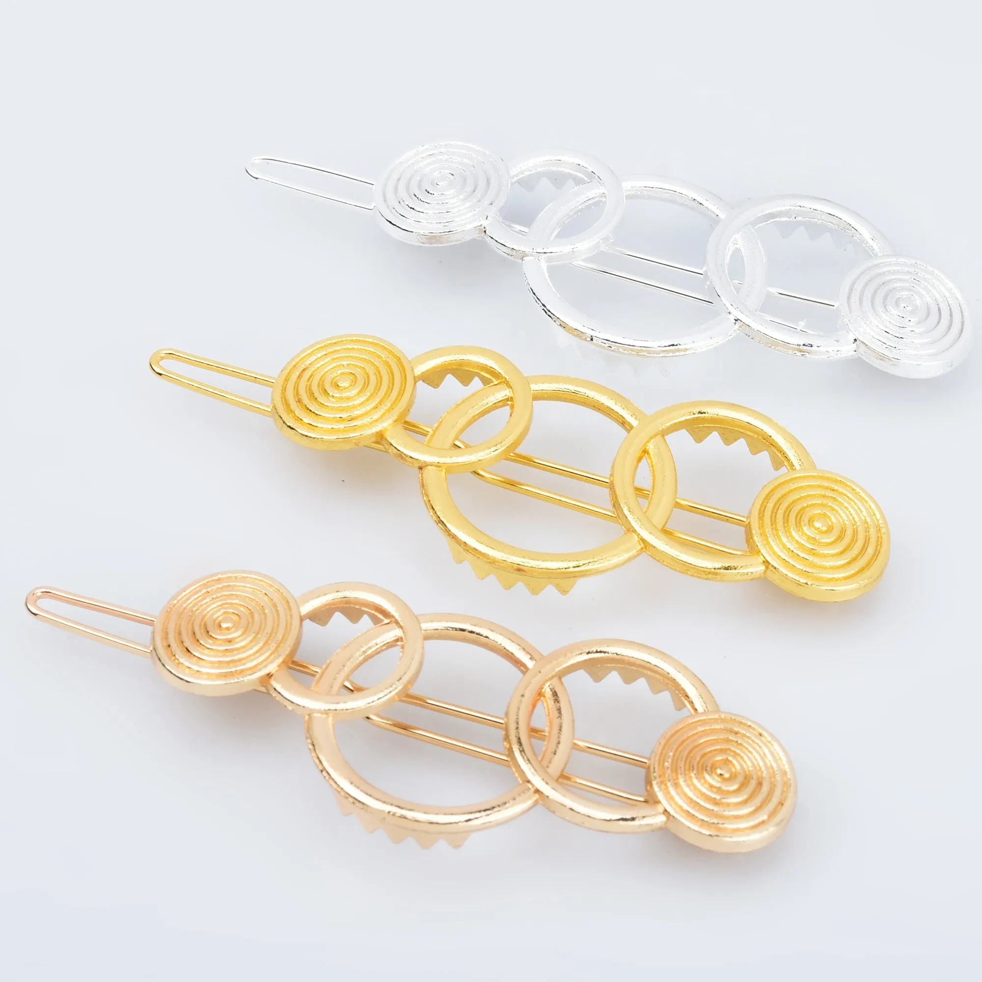 7/8*2 1/8 Alloy Geometric Hair Clip Minimalist Hair Accessory Circle Hair Clip Barrette Hair Slide 5pcs 102915