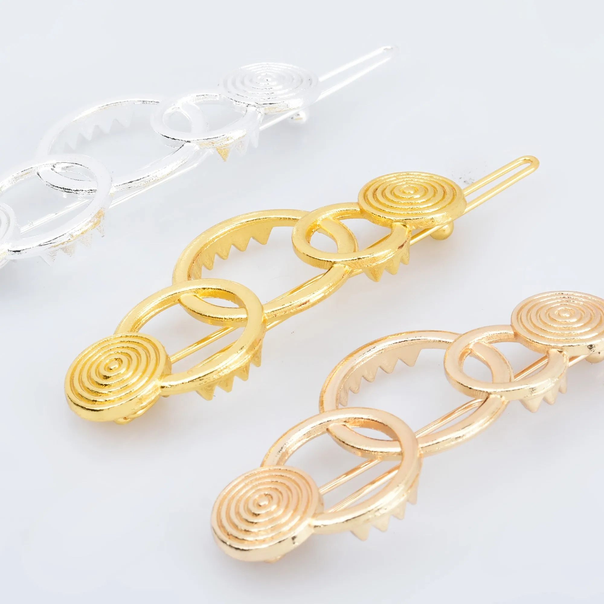 7/8*2 1/8 Alloy Geometric Hair Clip Minimalist Hair Accessory Circle Hair Clip Barrette Hair Slide 5pcs 102915