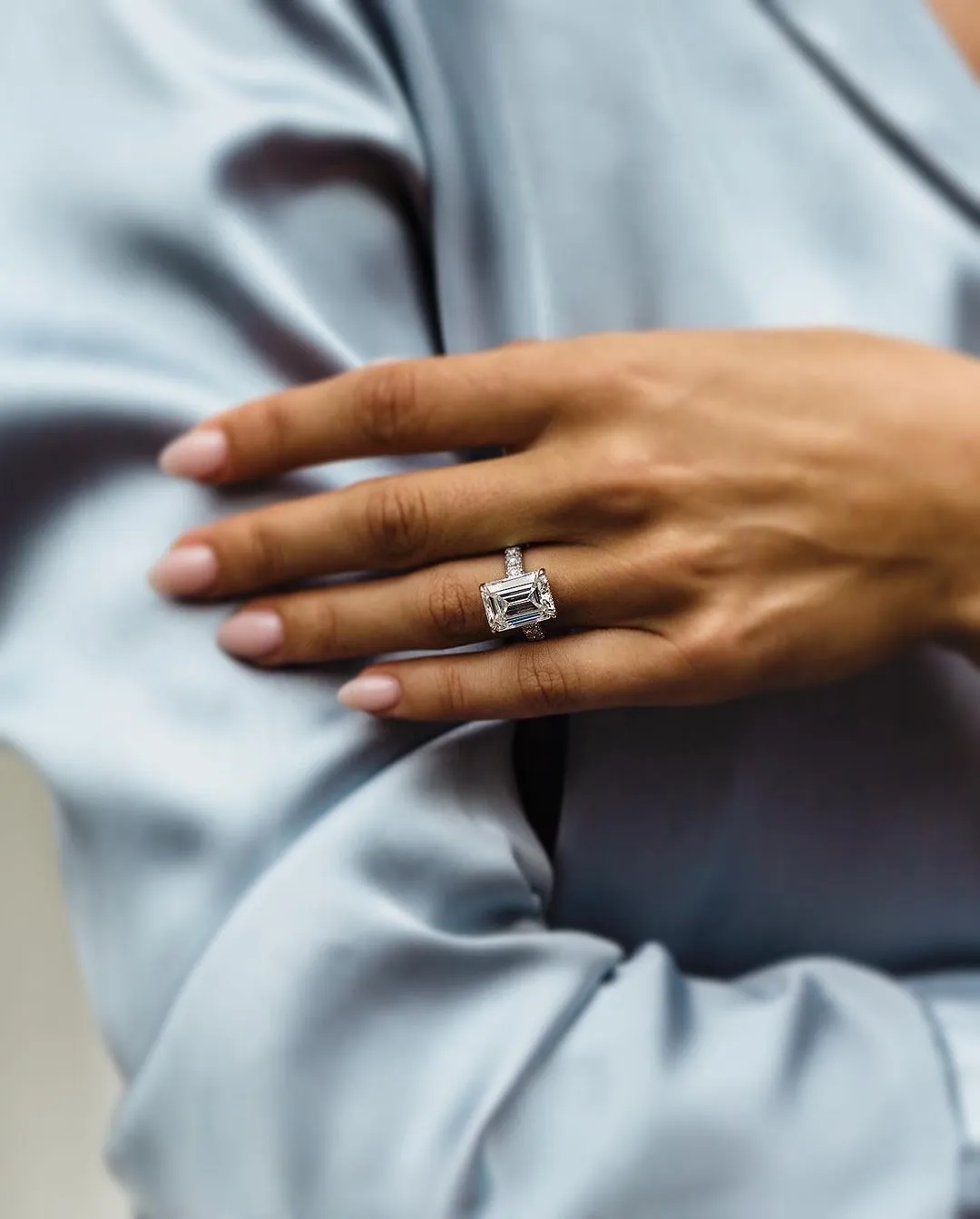 8.00ct Emerald Cut Moissanite Engagement Ring