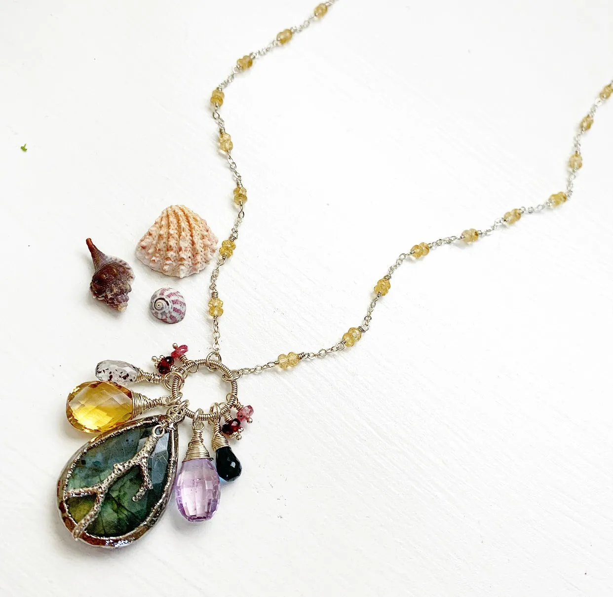 815-One of a Kind Gemstone Drop Necklace