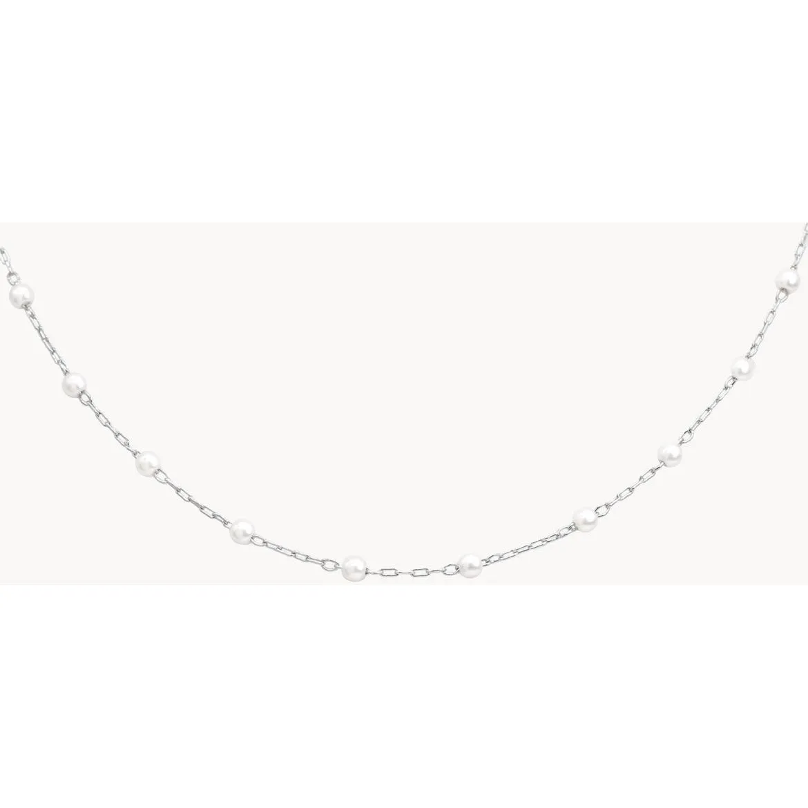 Addie Dainty Pearl Beaded Silver Necklace