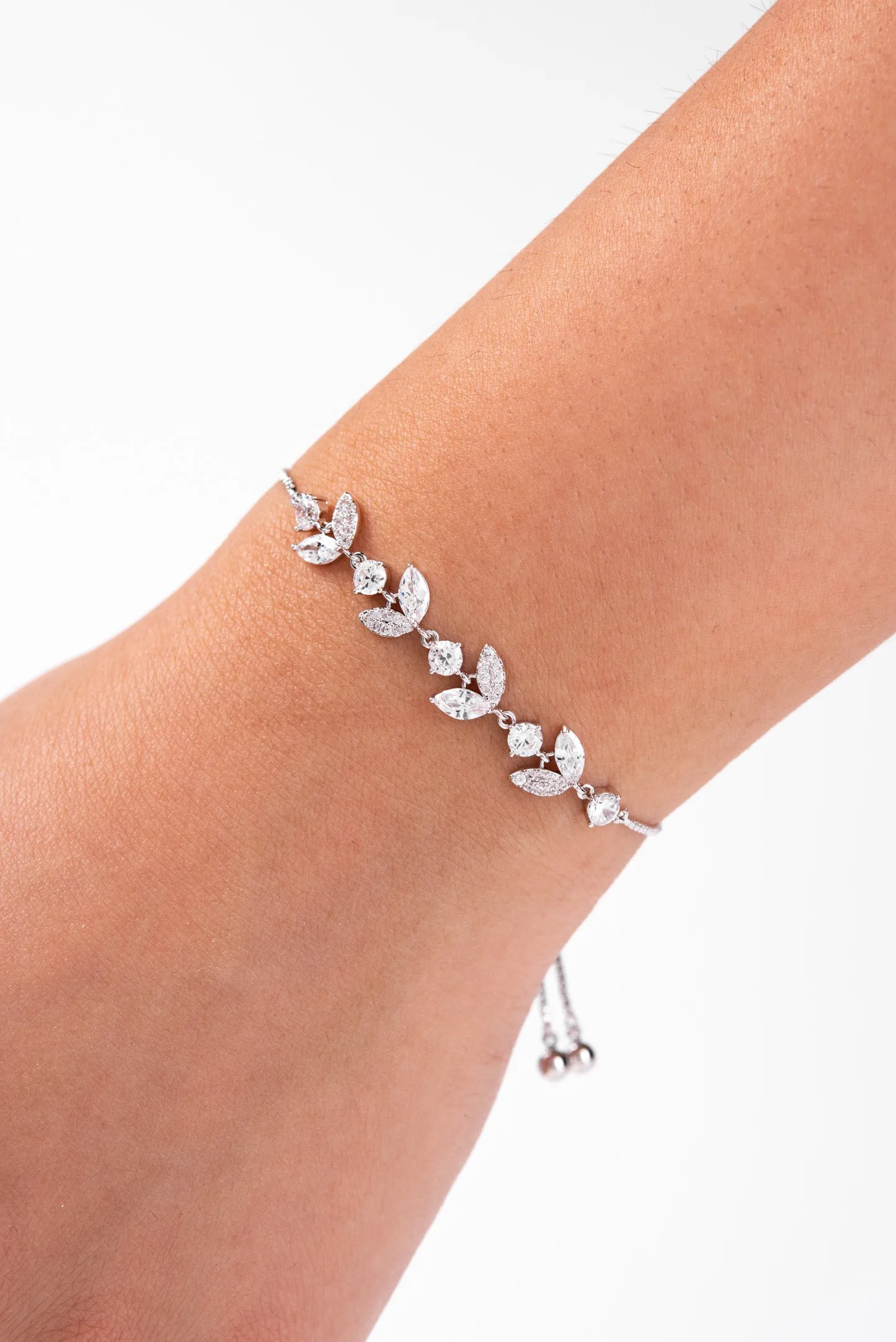 Adelisa CZ Vine Adjustable Bracelet - Silver