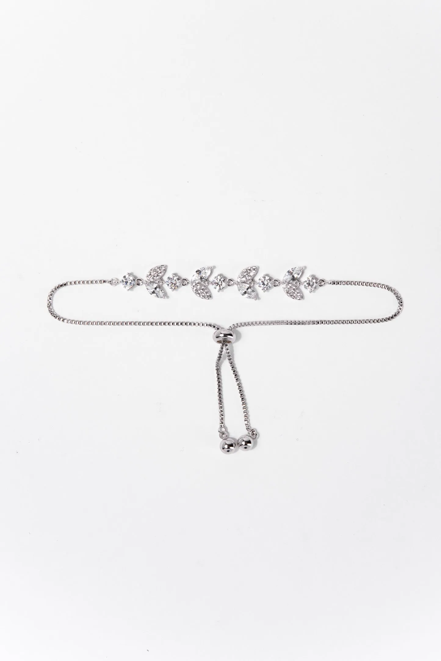 Adelisa CZ Vine Adjustable Bracelet - Silver