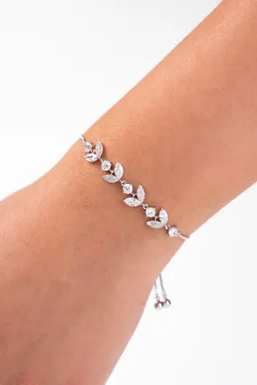 Adelisa CZ Vine Adjustable Bracelet - Silver