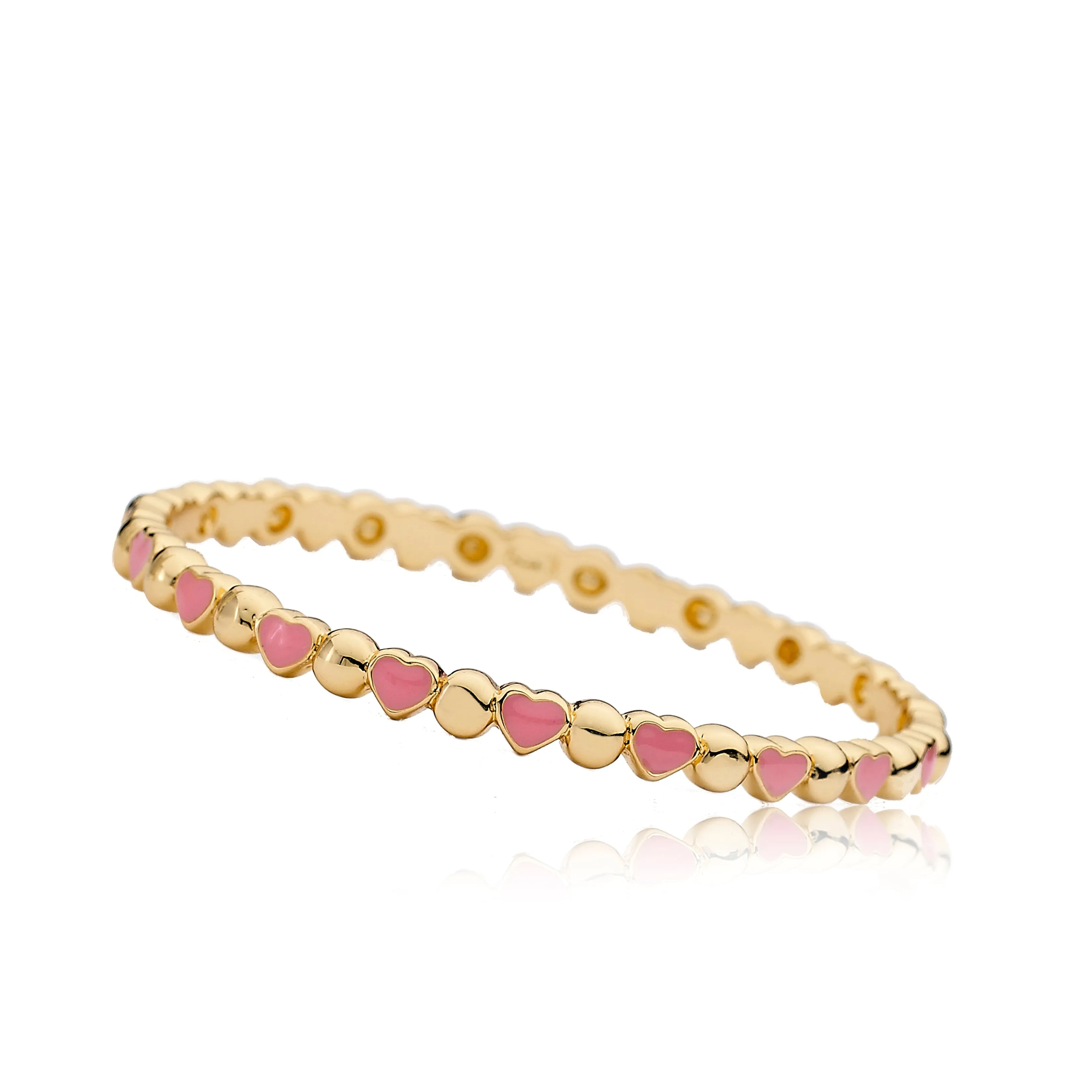 Alternating Gold Circles & Colorful Hearts Bangle