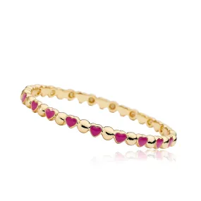 Alternating Gold Circles & Colorful Hearts Bangle