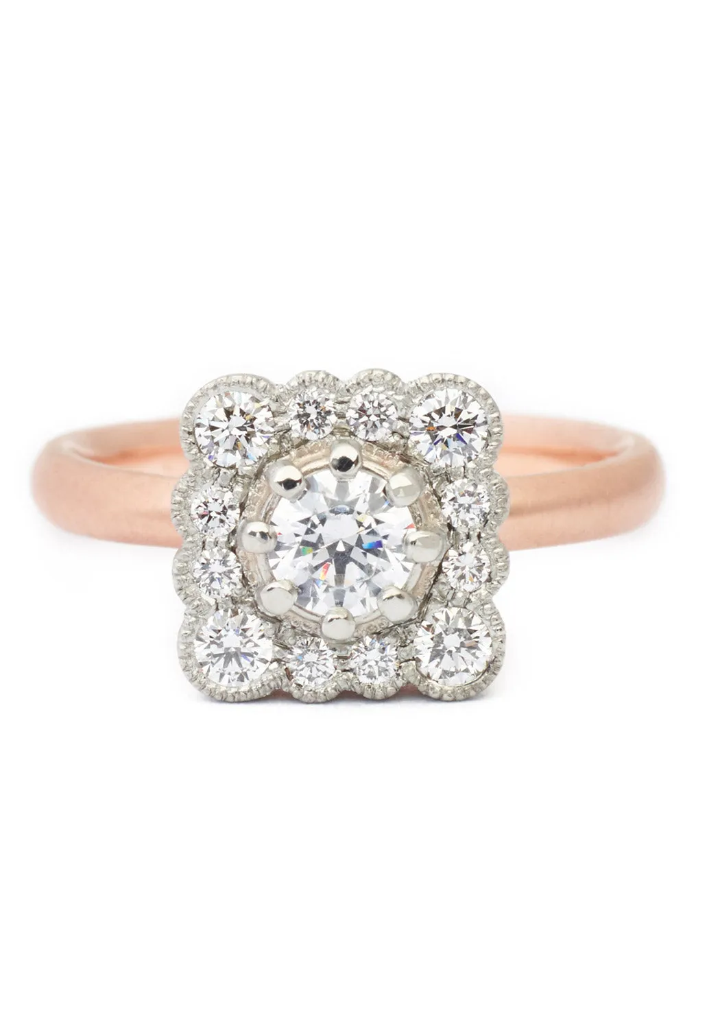 Anne Sportun Lauren Scalloped Square Halo Diamond Ring