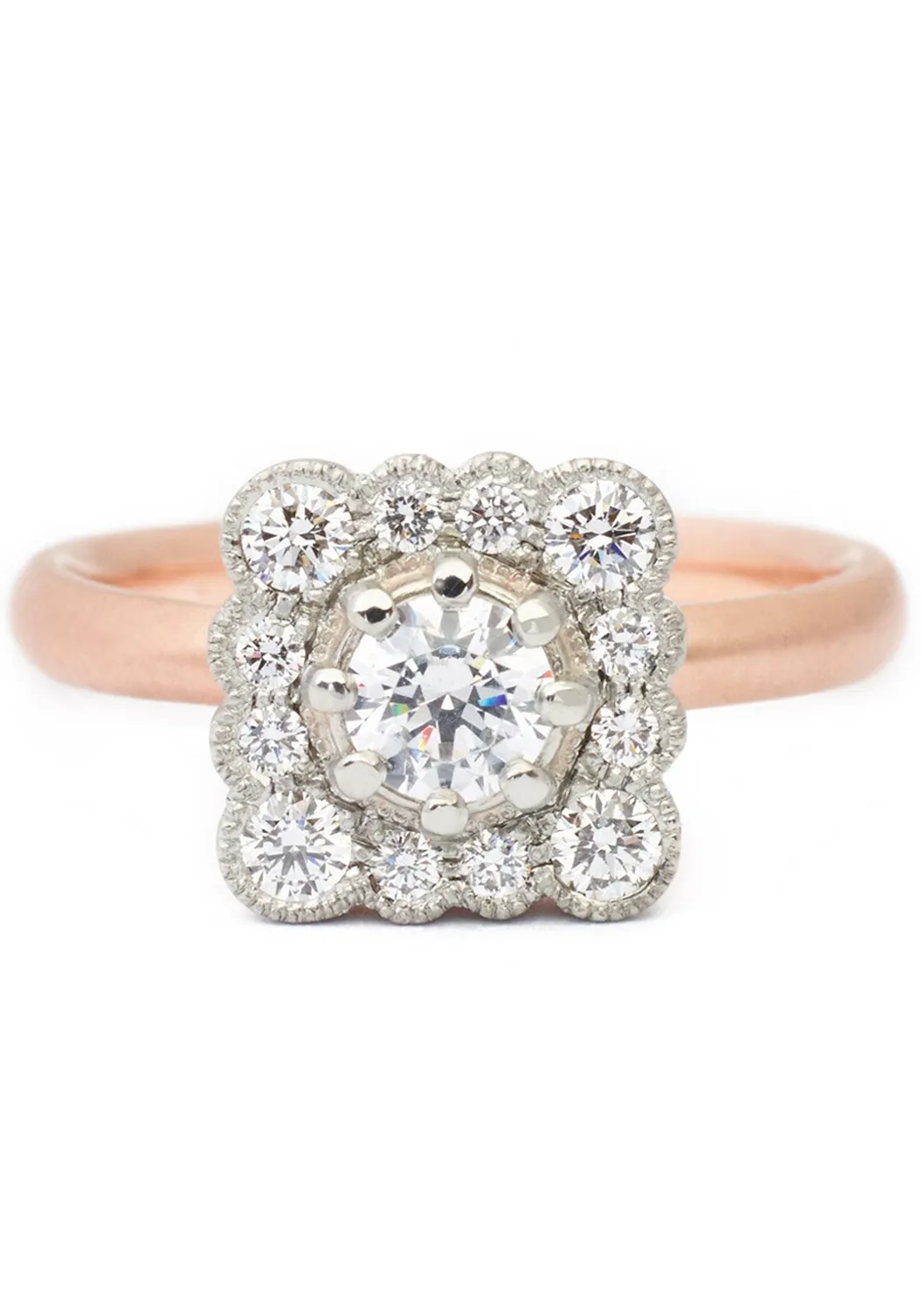 Anne Sportun Lauren Scalloped Square Halo Diamond Ring