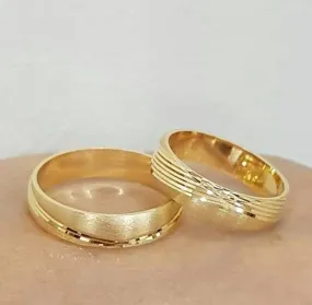 ARISTO 18K Gold Wedding Bands, Couple Rings, Solid