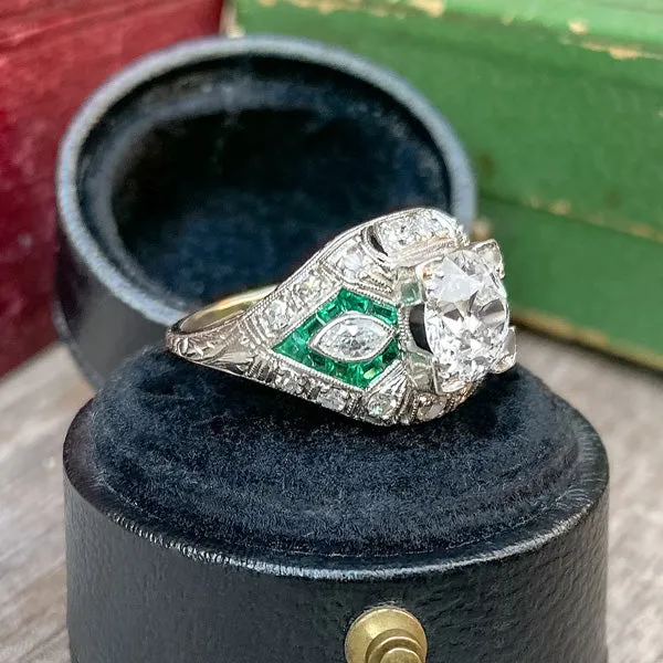 Art Deco Engagement Ring, RBC 1.14