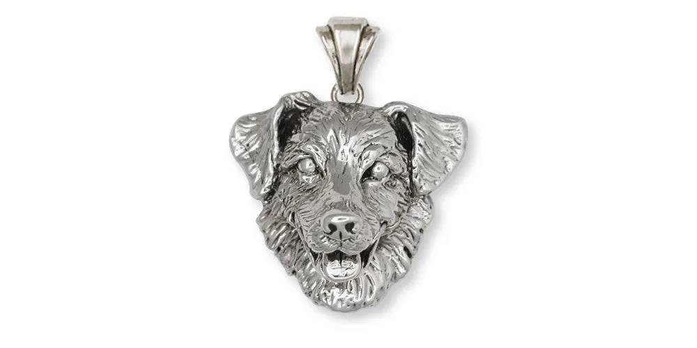 Australian Shepherd Pendant Jewelry Sterling Silver Handmade Dog Pendant AU5-P