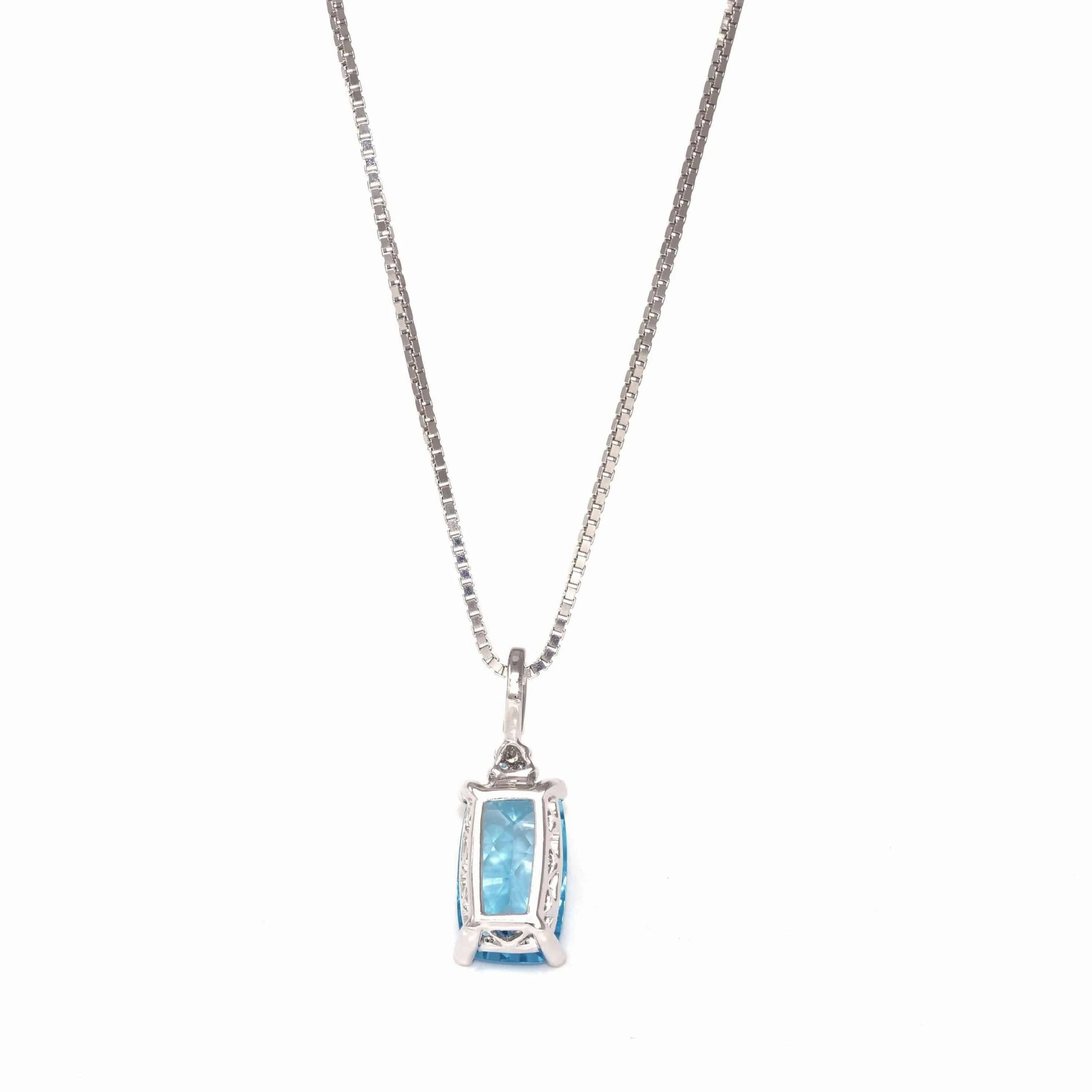 Baikalla? 14k White Gold Natural Topaz Prong Set Necklace With Diamonds