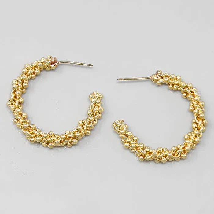 Ball Chain Wrapped Hoop Earrings