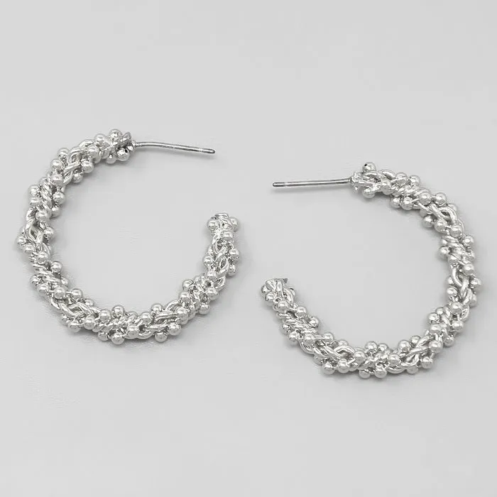 Ball Chain Wrapped Hoop Earrings