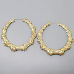 Bamboo Textured Metal Hoop Earrings