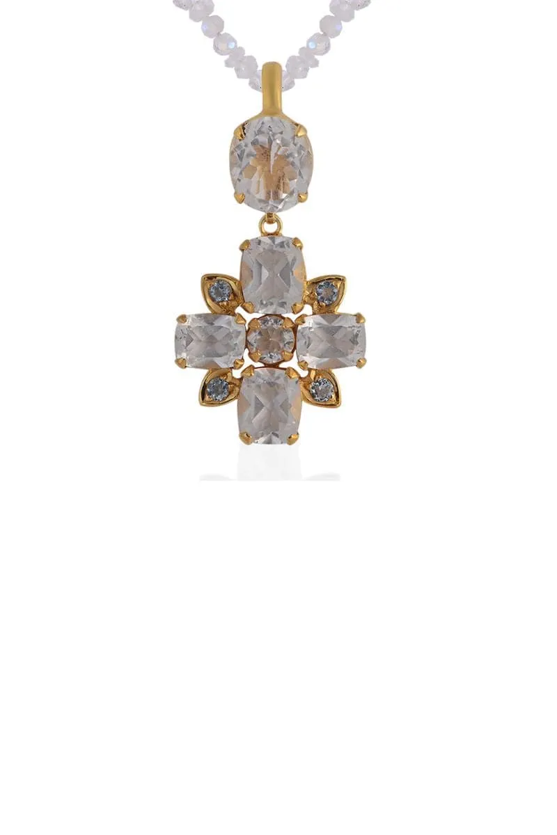 BATHSHEBA CRYSTAL AQUAMARINE CROSS PENDANT